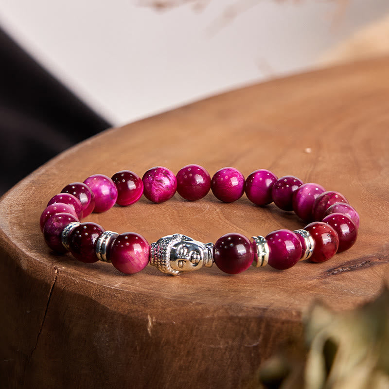Nimara Ritual Blue Green Red Tiger Eye Buddha Head Balance Bracelet