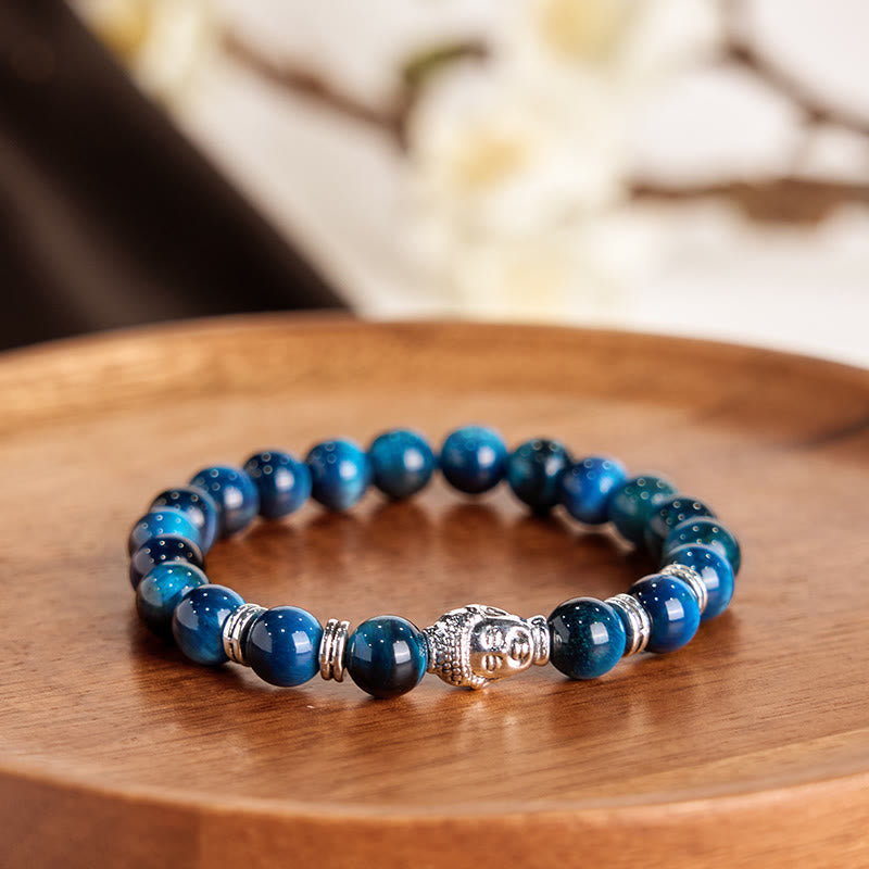 Nimara Ritual Blue Green Red Tiger Eye Buddha Head Balance Bracelet