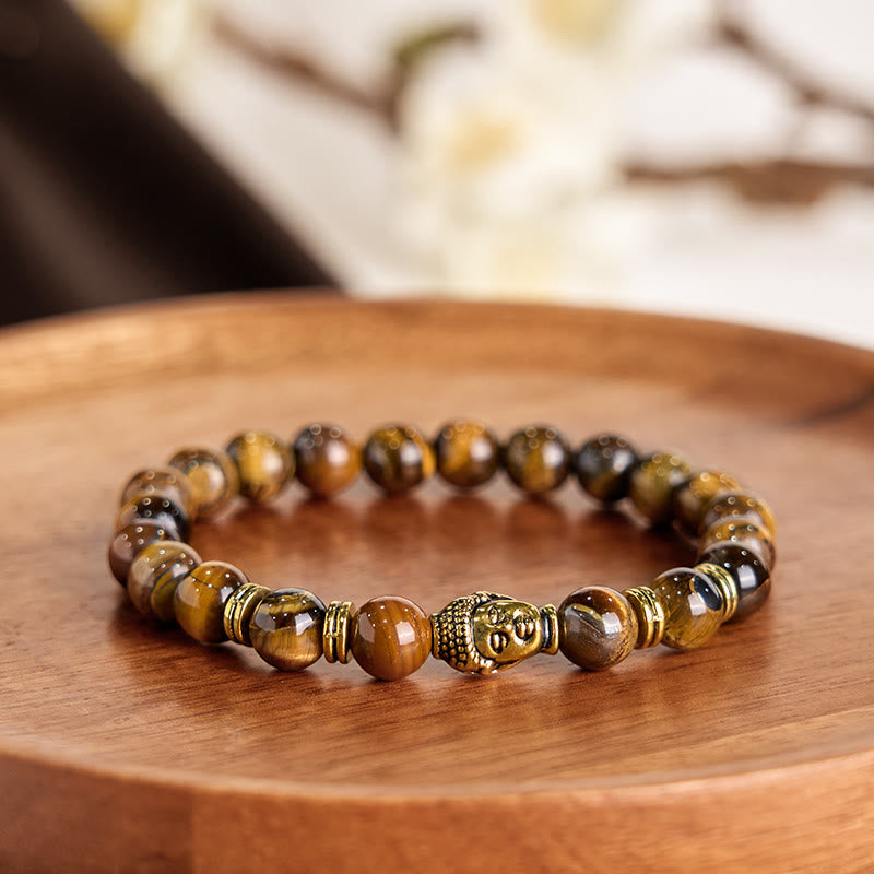 Nimara Ritual Blue Green Red Tiger Eye Buddha Head Balance Bracelet
