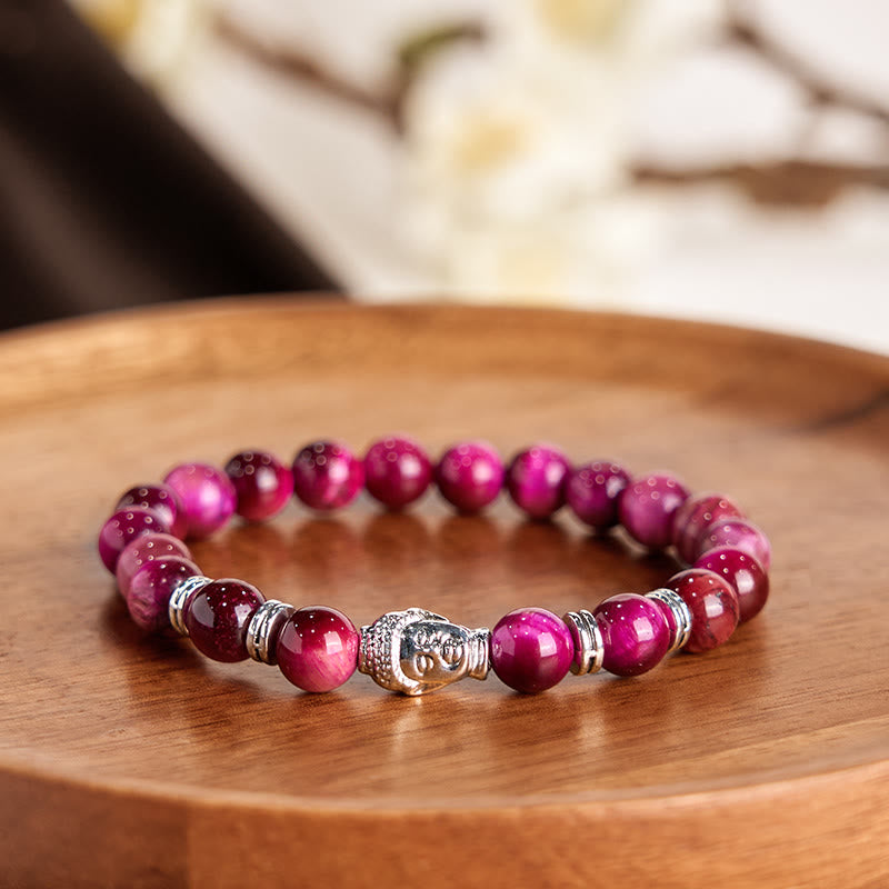 Nimara Ritual Blue Green Red Tiger Eye Buddha Head Balance Bracelet