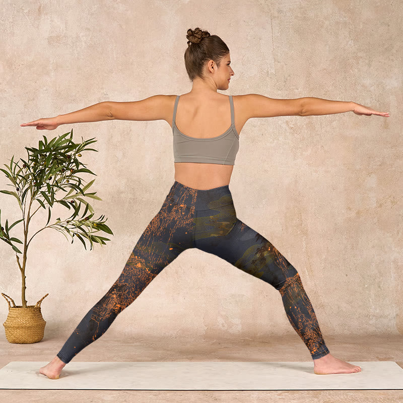 Nimara Ritual Golden Mountains Clouds Print Gym Leggings Women's Yoga Pants