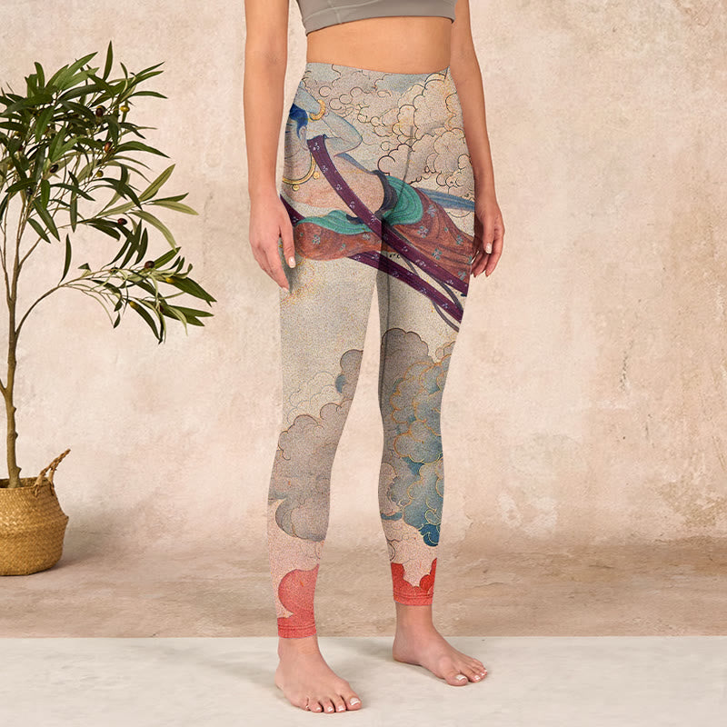 Nimara Ritual Dunhuang Flying Apsaras Auspicious Clouds Print Fitness Leggings Women's Yoga Pants