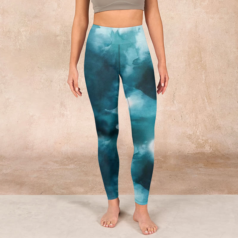 Nimara Ritual Dark Green Cloud Gym Leggings Women's Yoga Pants