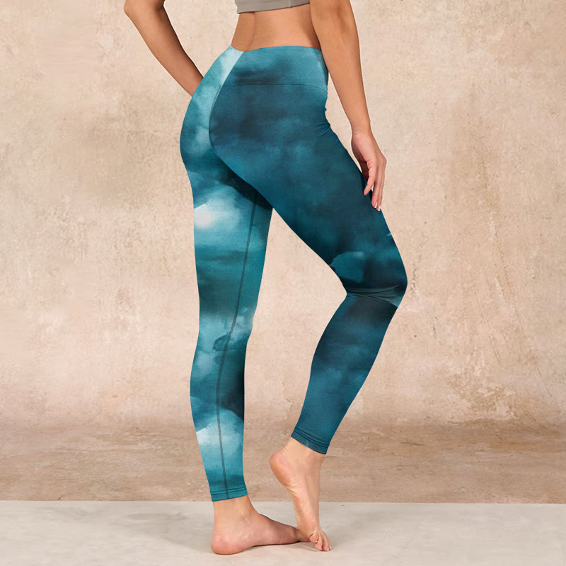 Nimara Ritual Dark Green Cloud Gym Leggings Women's Yoga Pants
