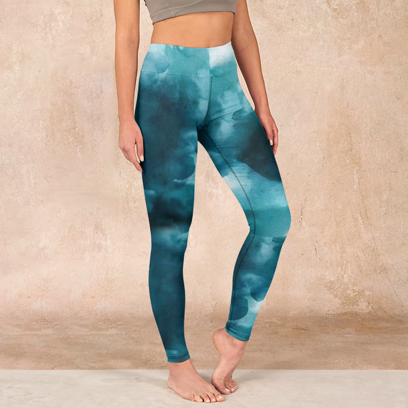 Nimara Ritual Dark Green Cloud Gym Leggings Women's Yoga Pants