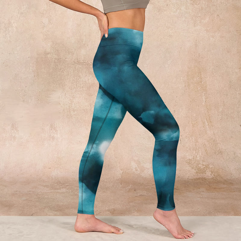 Nimara Ritual Dark Green Cloud Gym Leggings Women's Yoga Pants