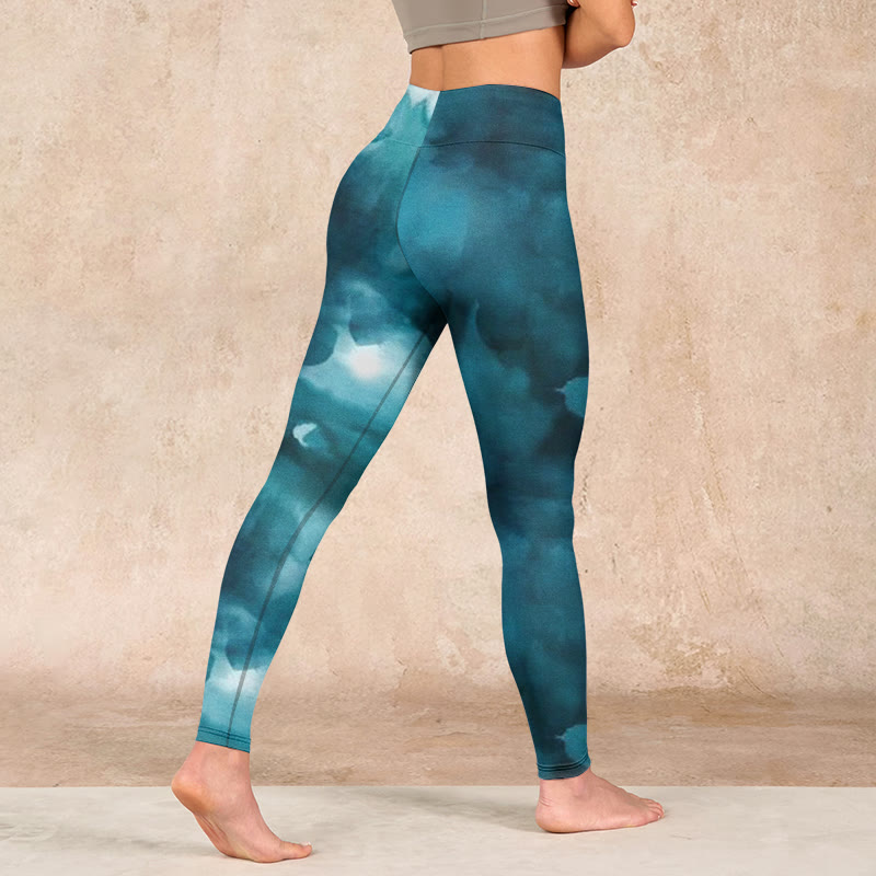 Nimara Ritual Dark Green Cloud Gym Leggings Women's Yoga Pants