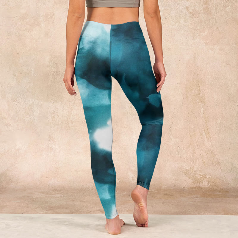 Nimara Ritual Dark Green Cloud Gym Leggings Women's Yoga Pants