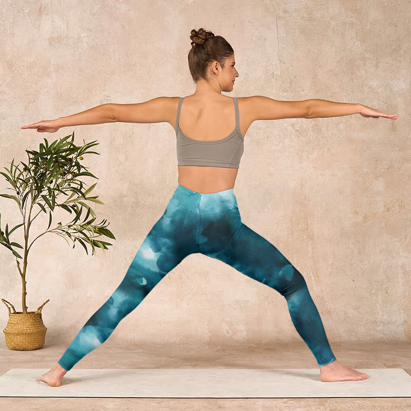 Nimara Ritual Dark Green Cloud Gym Leggings Women's Yoga Pants
