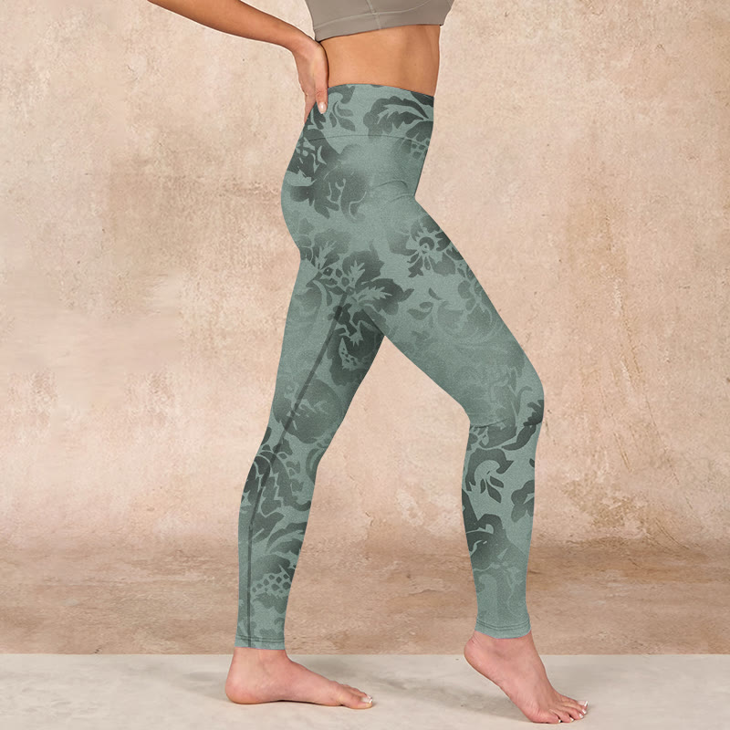 Nimara Ritual Casual Flower Leaves Print Gym Fitness Leggings Women's Yoga Pants