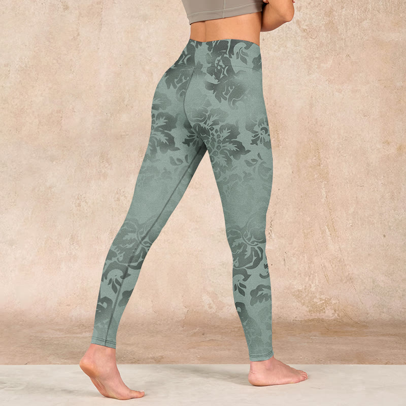 Nimara Ritual Casual Flower Leaves Print Gym Fitness Leggings Women's Yoga Pants