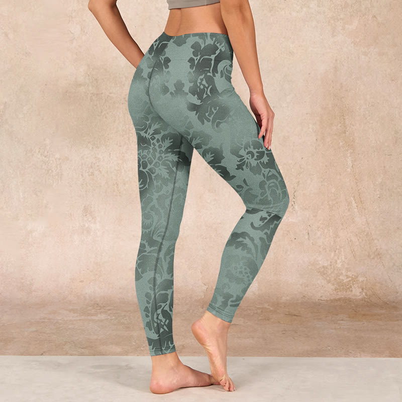 Nimara Ritual Casual Flower Leaves Print Gym Fitness Leggings Women's Yoga Pants