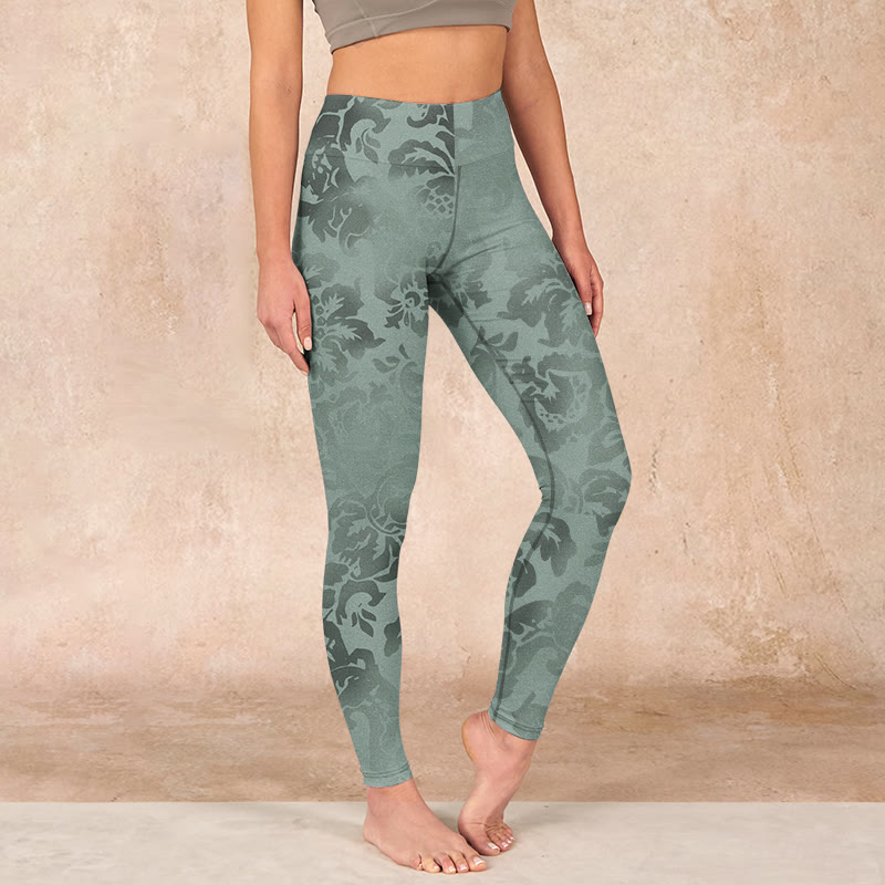 Nimara Ritual Casual Flower Leaves Print Gym Fitness Leggings Women's Yoga Pants