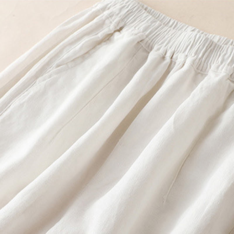 Nimara Ritual Casual Plain Color Side Pleats Rayon Women's Wide Leg Pants With Pockets