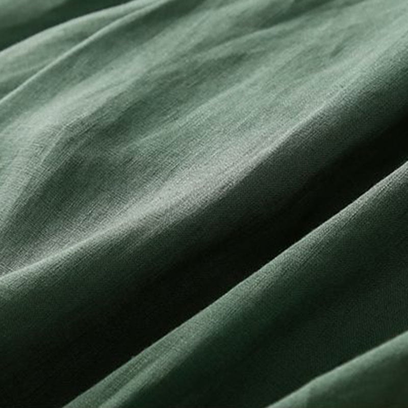 Nimara Ritual Plain Color Pleated Zipper Button Cotton Linen Women's Shorts With Pockets