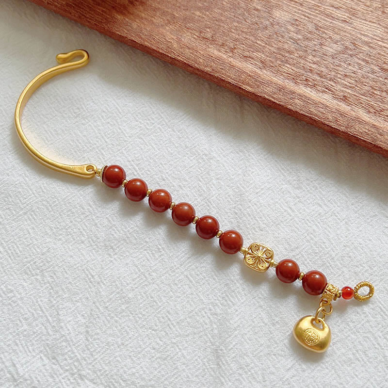 Nimara Ritual South Red Agate Fu Character Ingot Half Bracelet