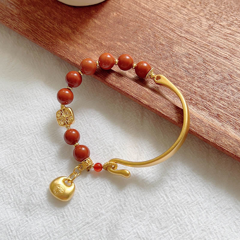 Nimara Ritual South Red Agate Fu Character Ingot Half Bracelet