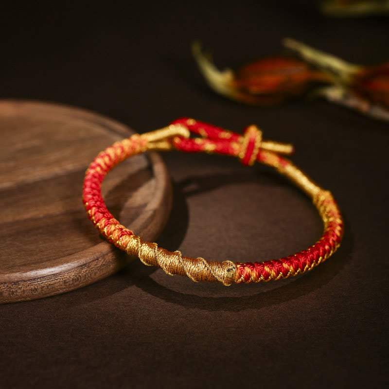 Nimara Ritual Tibetan Colorful Gold Thread Dragon Scale Knot Protection Braided Bracelet