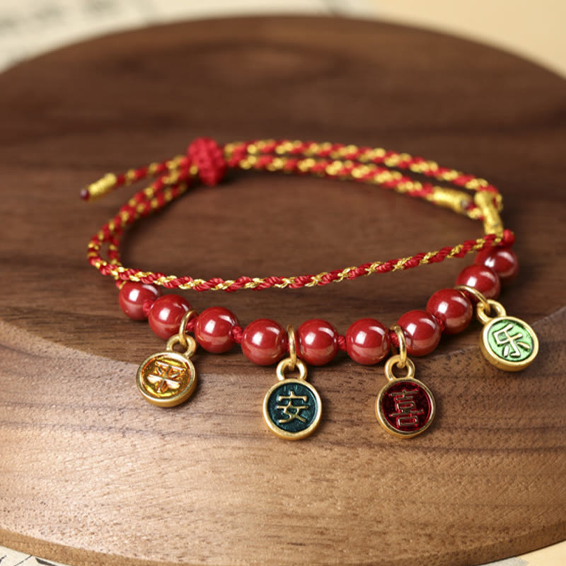 Nimara Ritual Cinnabar Peace And Joy Red String Adjustable Blessing Braided Bracelet
