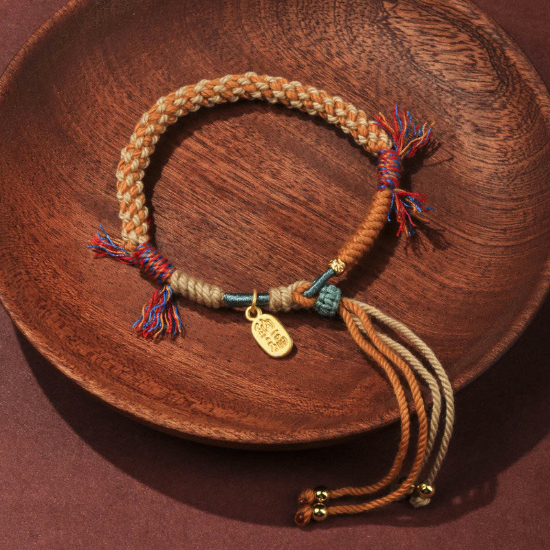 Nimara Ritual Tibetan Hand-woven Colored Rope Adjustable Tassels Nafu Luck Bracelet