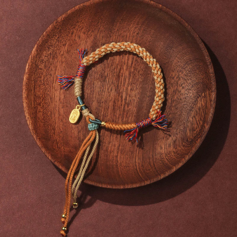 Nimara Ritual Tibetan Hand-woven Colored Rope Adjustable Tassels Nafu Luck Bracelet