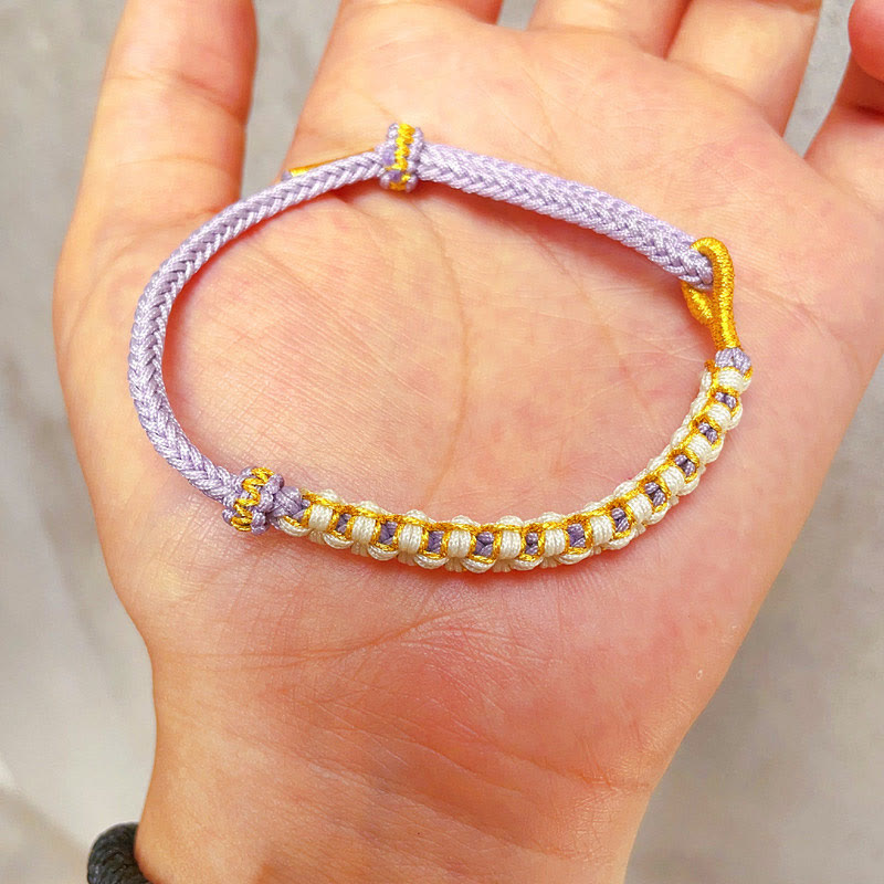 Nimara Ritual Tibetan Gold Thread Colorful Peach Blossom Knot Connection Braided Bracelet