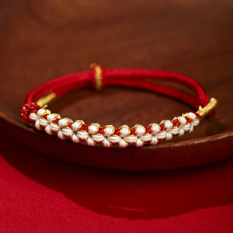 Nimara Ritual Tibetan Gold Thread Colorful Peach Blossom Knot Connection Braided Bracelet