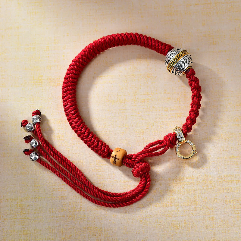 Nimara Ritual Tibetan Red Rope Diamond Knot Luck Braided Bracelet