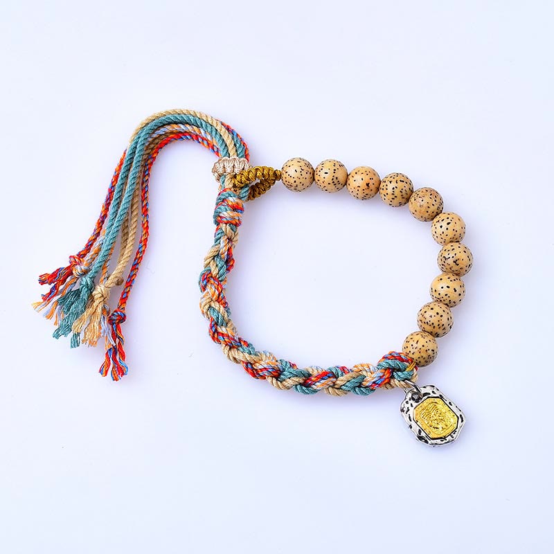 Nimara Ritual Tibetan Colored Rope Bodhi Seed Zakiram Goddess Of Wealth Adjustable Protection Bracelet