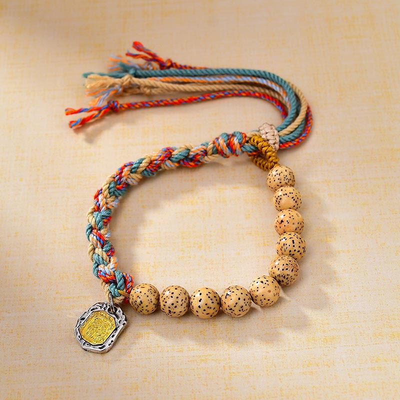 Nimara Ritual Tibetan Colored Rope Bodhi Seed Zakiram Goddess Of Wealth Adjustable Protection Bracelet