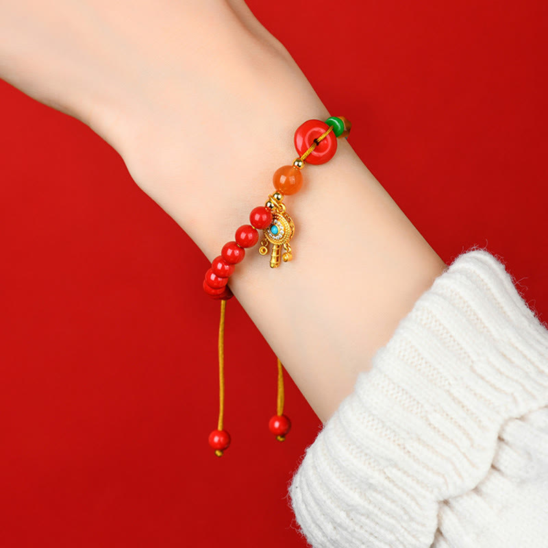 Nimara Ritual Cinnabar String Peace Buckle Blessing Bracelet