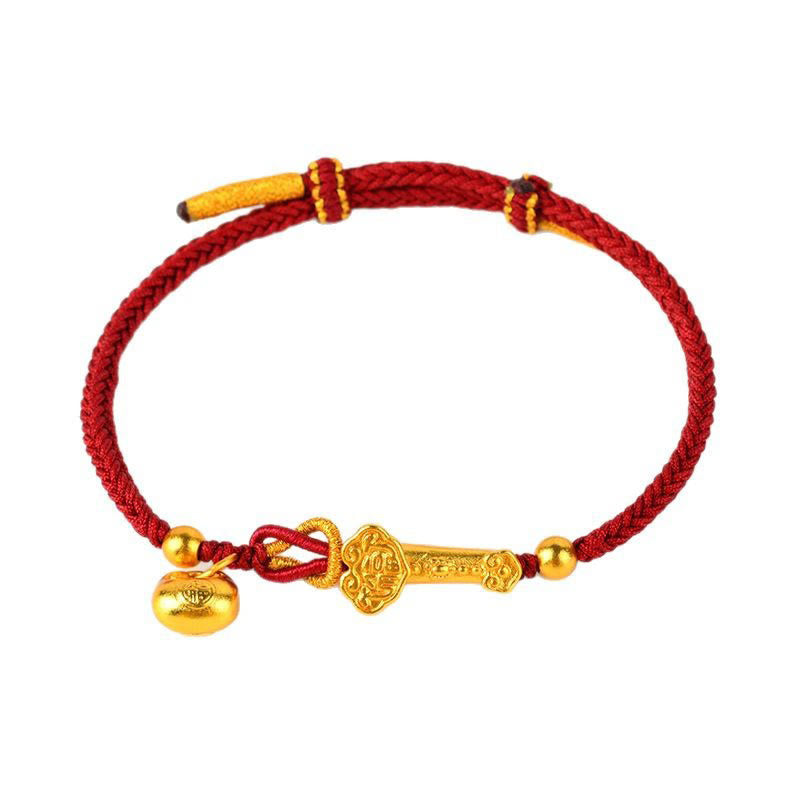 Nimara Ritual Red String Fu Character Ingot Ruyi Stick Luck Braided Bracelet