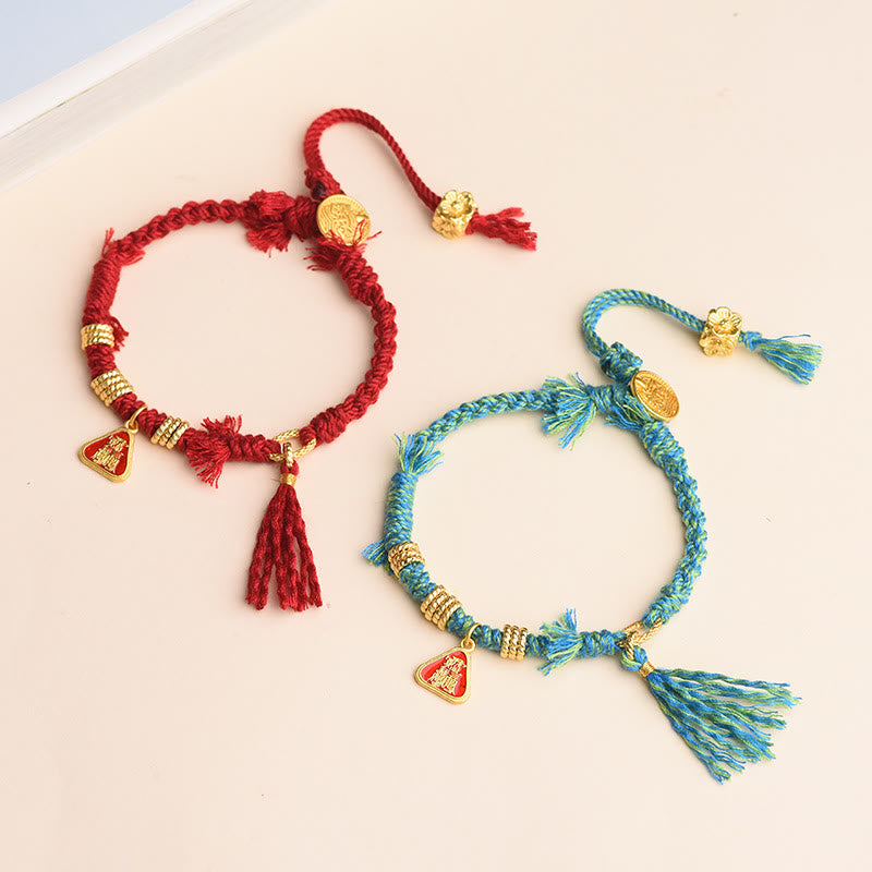 Nimara Ritual Tibetan String Zakiram Goddess Of Wealth Flower Tassel Protection Bracelet