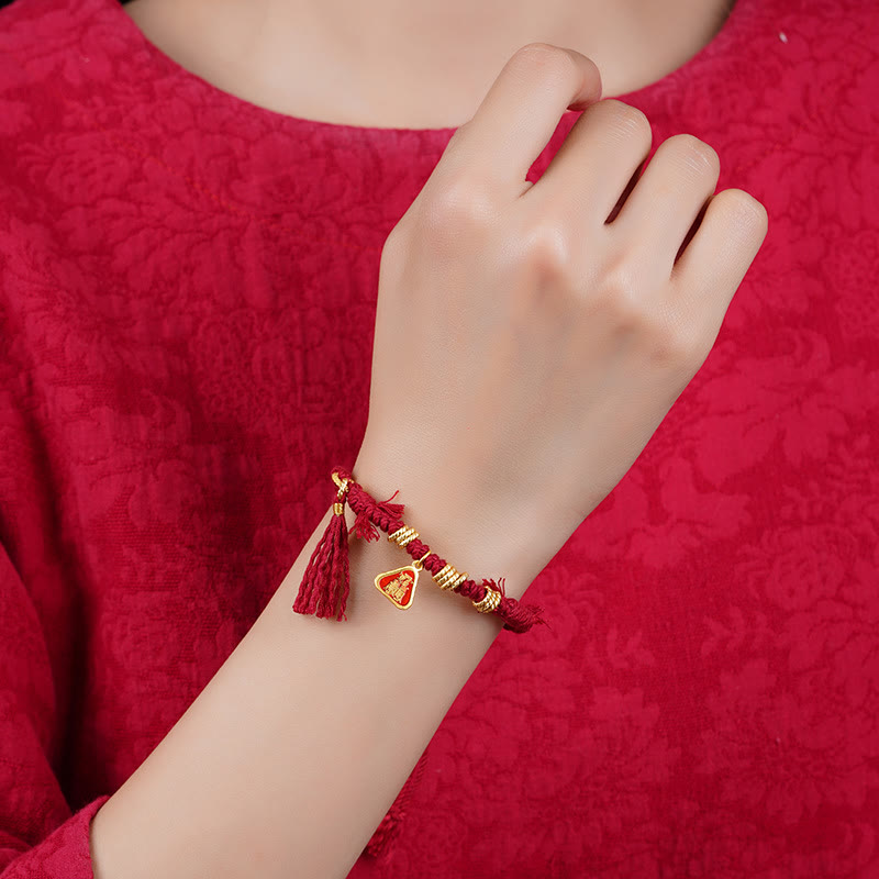 Nimara Ritual Tibetan String Zakiram Goddess Of Wealth Flower Tassel Protection Bracelet