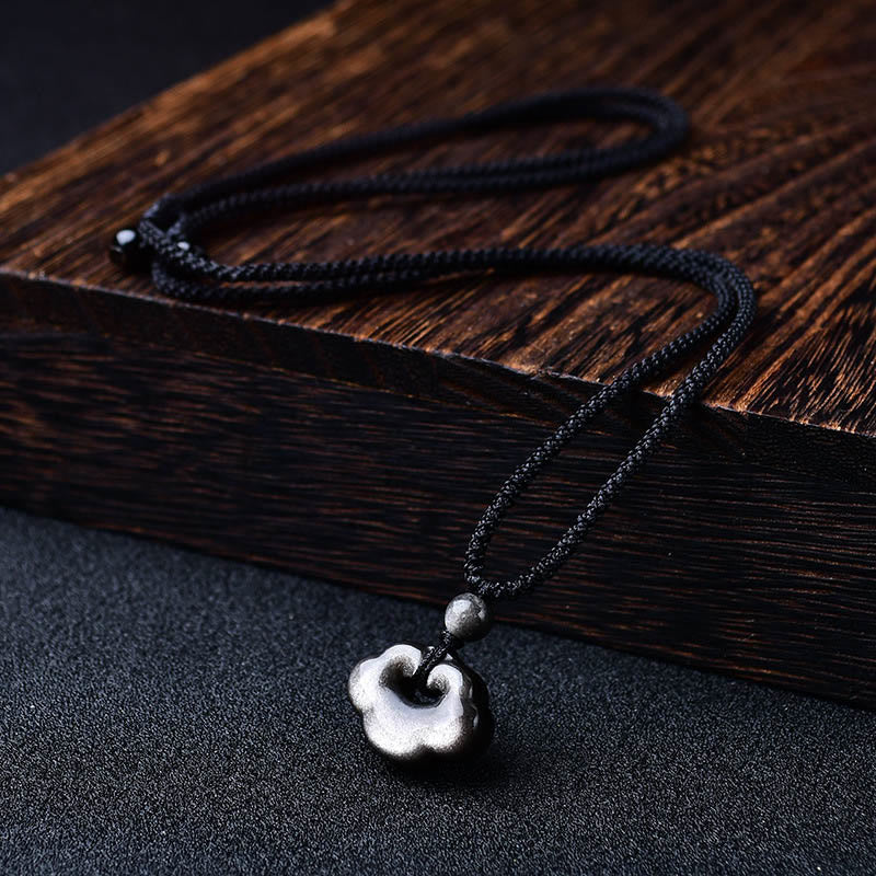 Nimara Ritual Natural Silver Sheen Obsidian Auspicious Clouds Protection Soothing Necklace Pendant