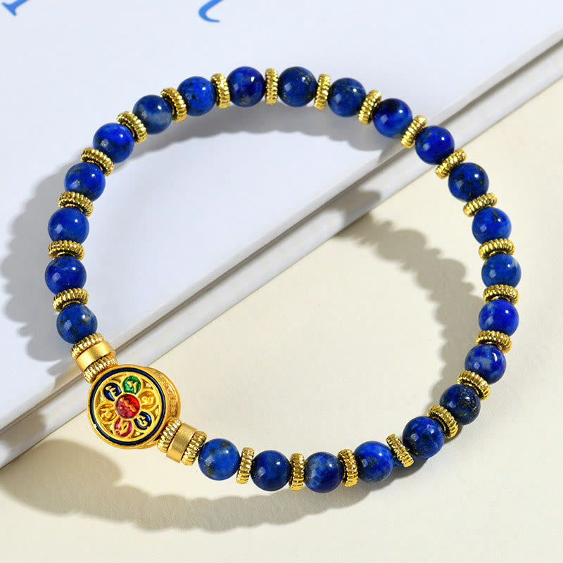 Nimara Ritual Natural Lazurite Om Mani Padme Hum Bead Balance Bracelet