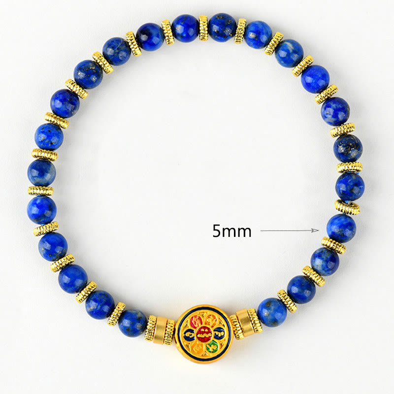 Nimara Ritual Natural Lazurite Om Mani Padme Hum Bead Balance Bracelet