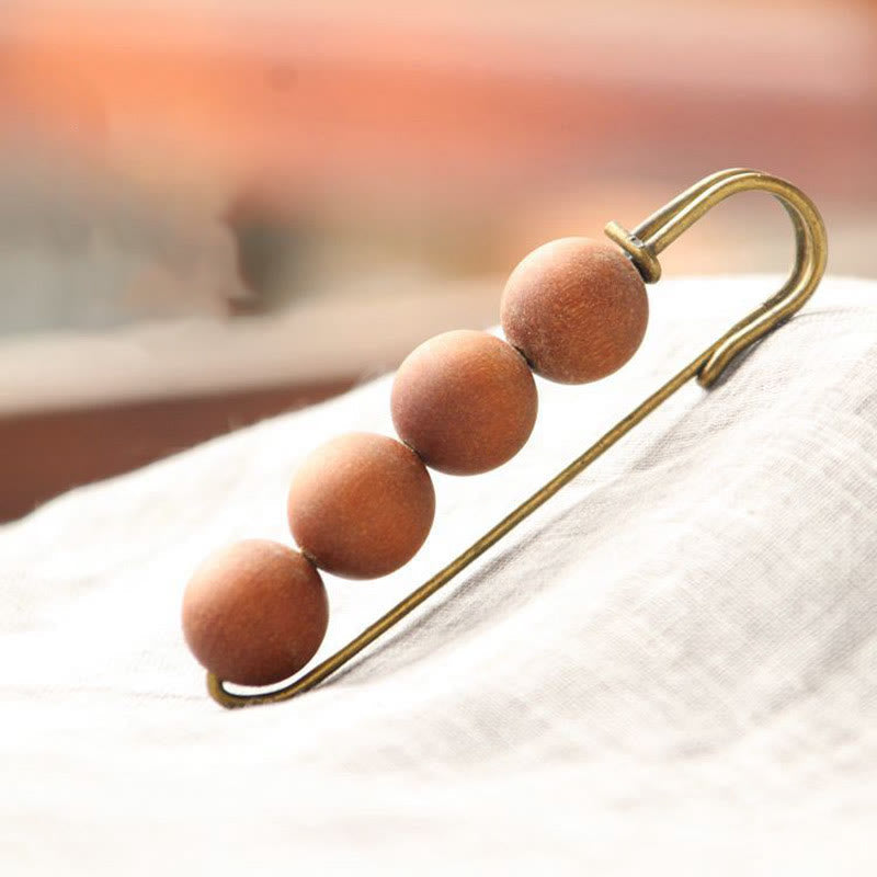 Nimara Ritual Vintage Sandalwood Agathis Alba Ebony Wood Peltogyne Beads Healing Brooch