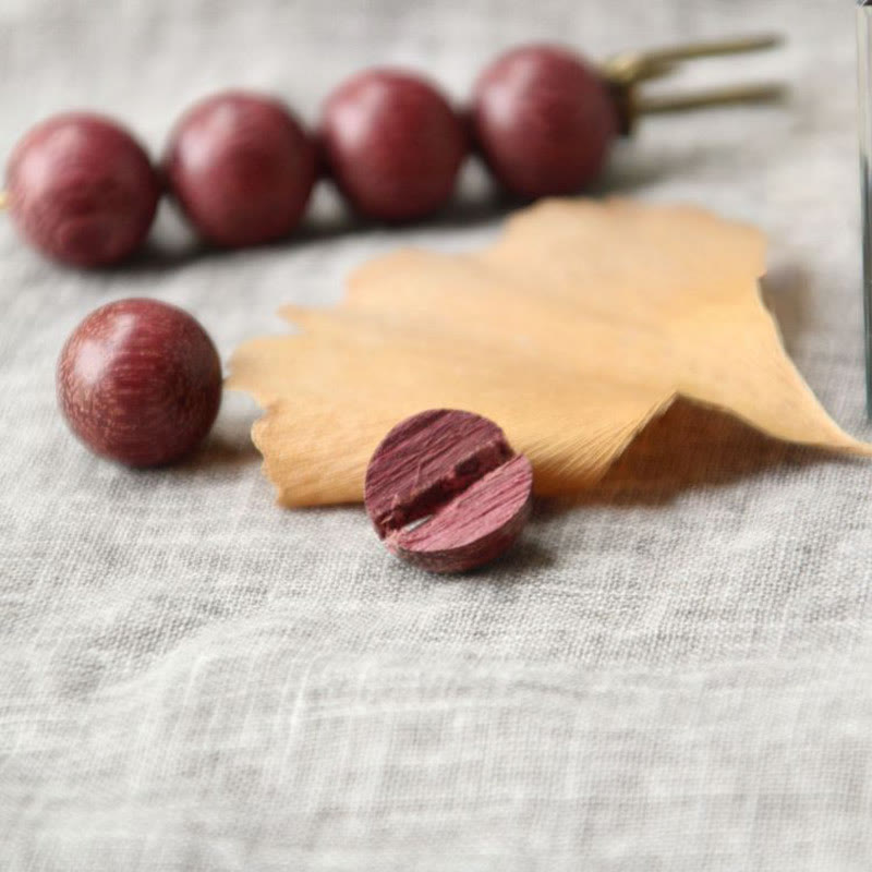 Nimara Ritual Vintage Sandalwood Agathis Alba Ebony Wood Peltogyne Beads Healing Brooch