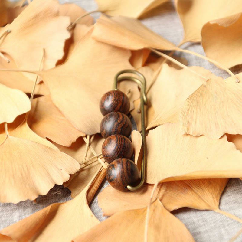 Nimara Ritual Vintage Sandalwood Agathis Alba Ebony Wood Peltogyne Beads Healing Brooch