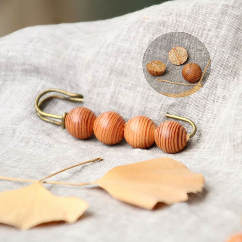 Nimara Ritual Vintage Sandalwood Agathis Alba Ebony Wood Peltogyne Beads Healing Brooch