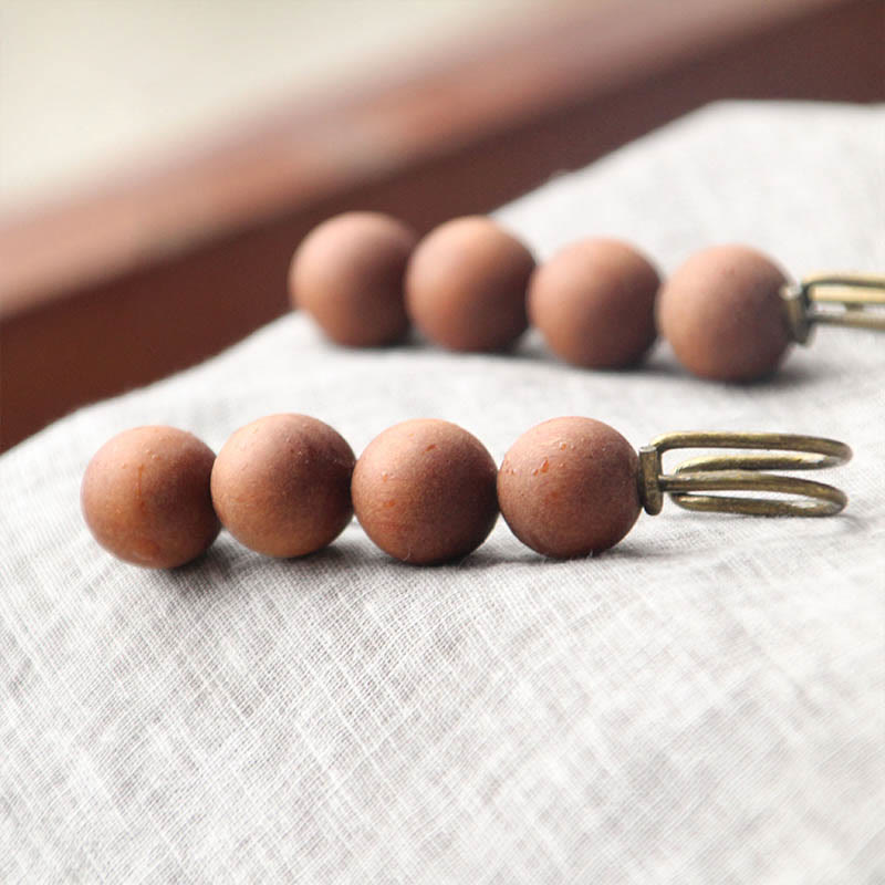 Nimara Ritual Vintage Sandalwood Agathis Alba Ebony Wood Peltogyne Beads Healing Brooch