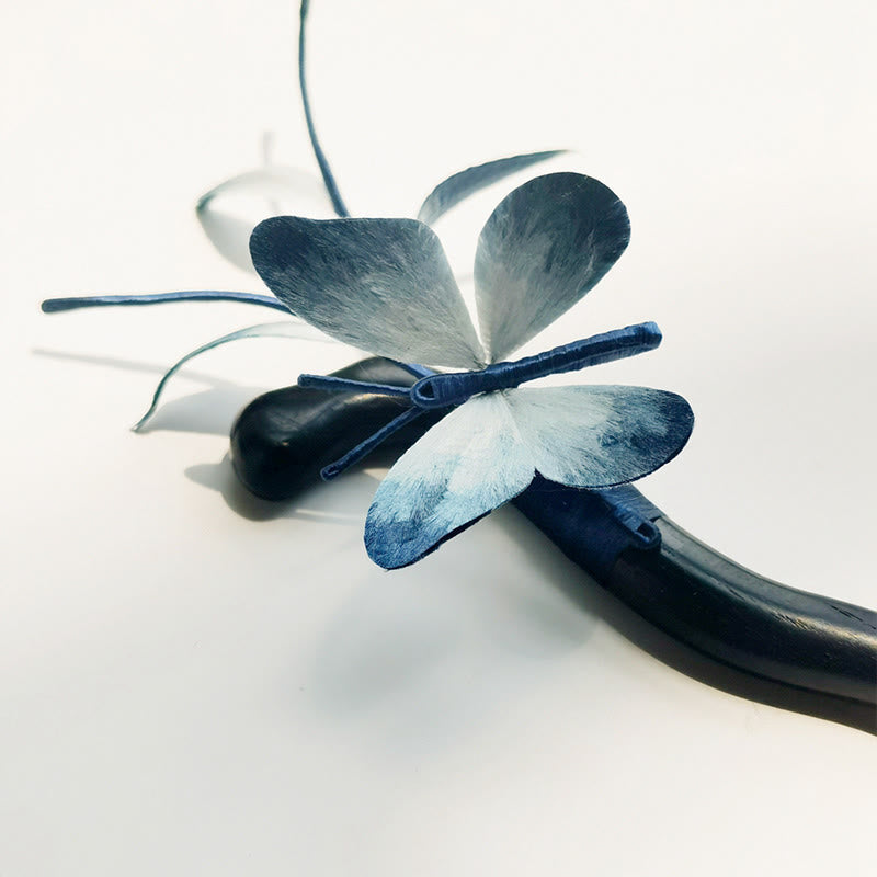 Nimara Ritual Handmade Velvet Flower Mulberry Silk Butterfly Brooch Hairpin
