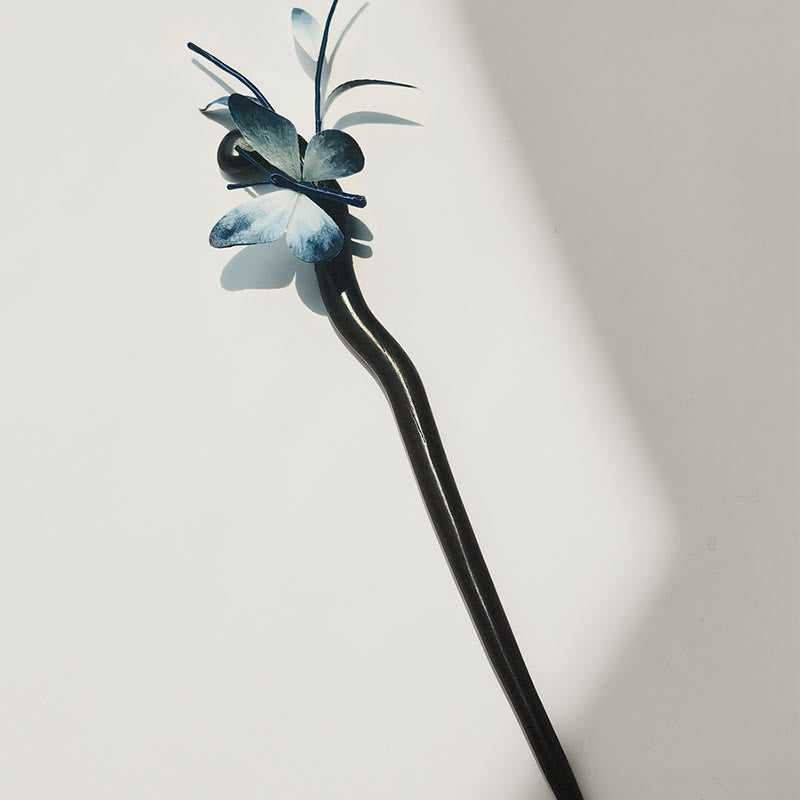 Nimara Ritual Handmade Velvet Flower Mulberry Silk Butterfly Brooch Hairpin