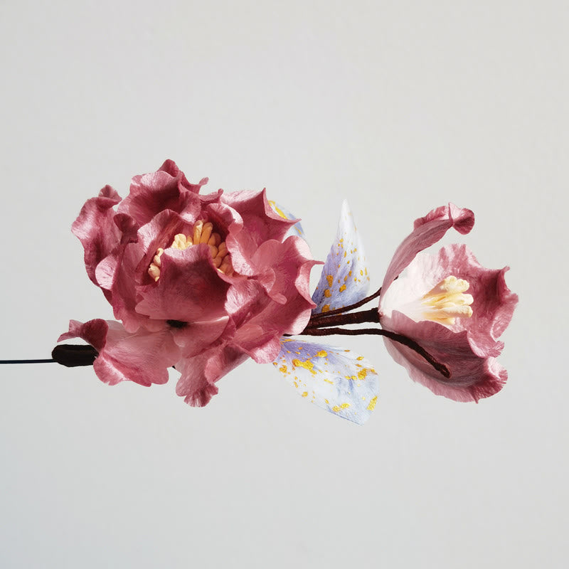 Nimara Ritual Handmade Velvet Flower Mulberry Silk Red Flower Brooch