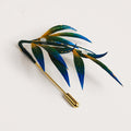 Nimara Ritual Handmade Velvet Flower Mulberry Silk Green Yellow Blue Leaves Brooch