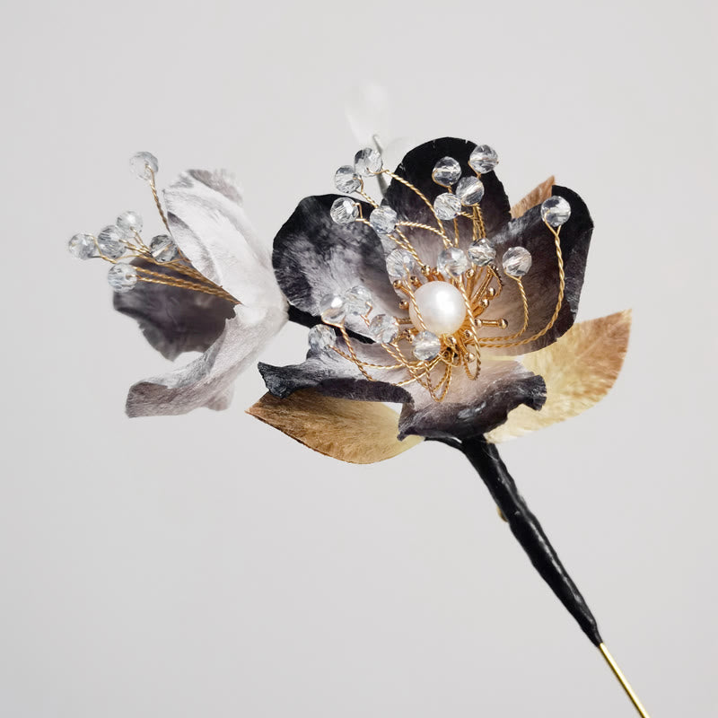 Nimara Ritual Handmade Velvet Flower Mulberry Silk Flowers Leaves Brooch
