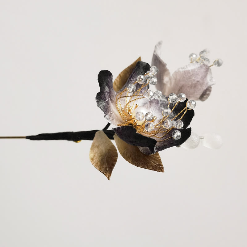 Nimara Ritual Handmade Velvet Flower Mulberry Silk Flowers Leaves Brooch