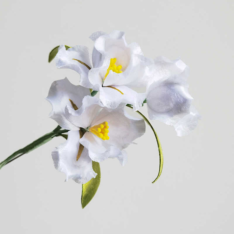 Nimara Ritual Handmade Velvet Flower Mulberry Silk White Iris Flower Brooch