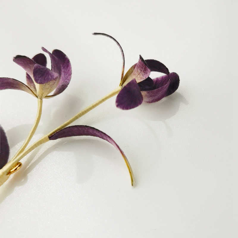 Nimara Ritual Handmade Velvet Flower Mulberry Silk Orchid Flower Brooch